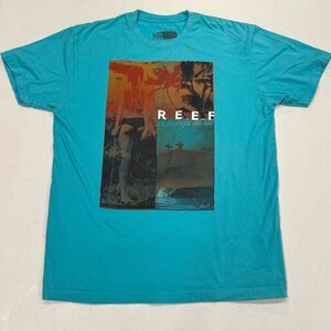 Reef Beach Babe Turquoise Graphic T-Shirt for Men Life’s Short Go Surf Large
